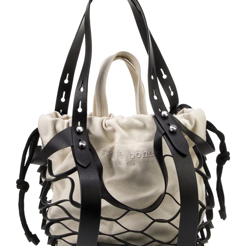 rag & bone Field Mesh Tote Bag Black Leather & Canvas